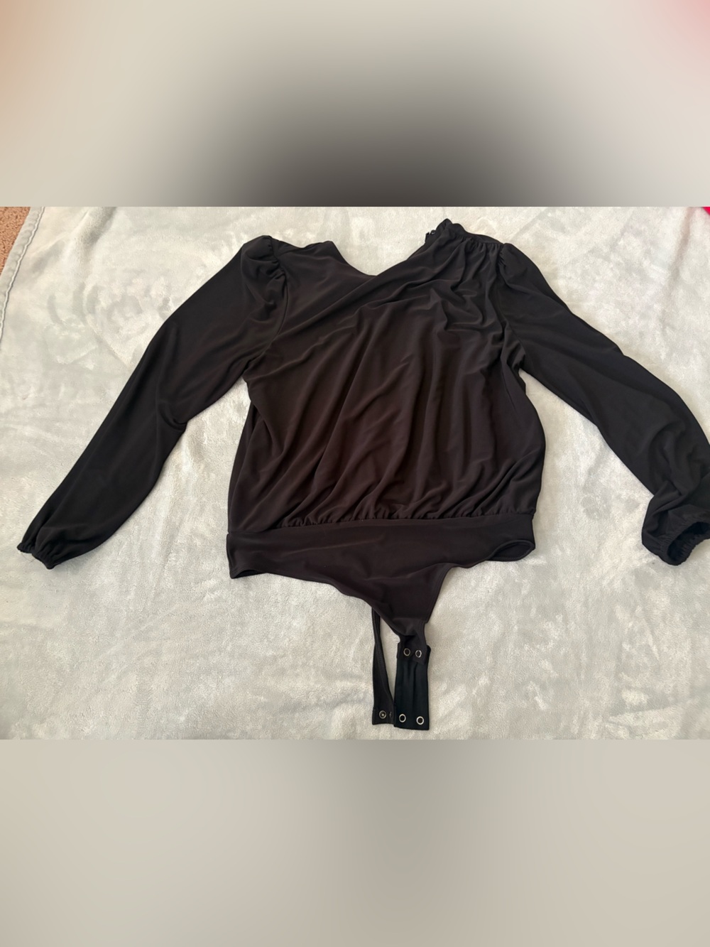 Express Black Long-Sleeve Snap-Closure Bodysuit